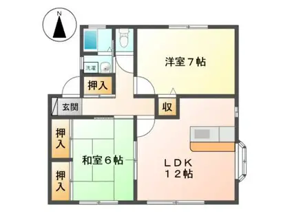 アルザス兵庫C棟(2LDK/1階)の間取り写真