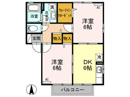 ヴィラ南雲AB(2DK/1階)の間取り写真