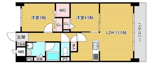 ビビアンパレス桜川公園(2LDK/2階)の間取り写真