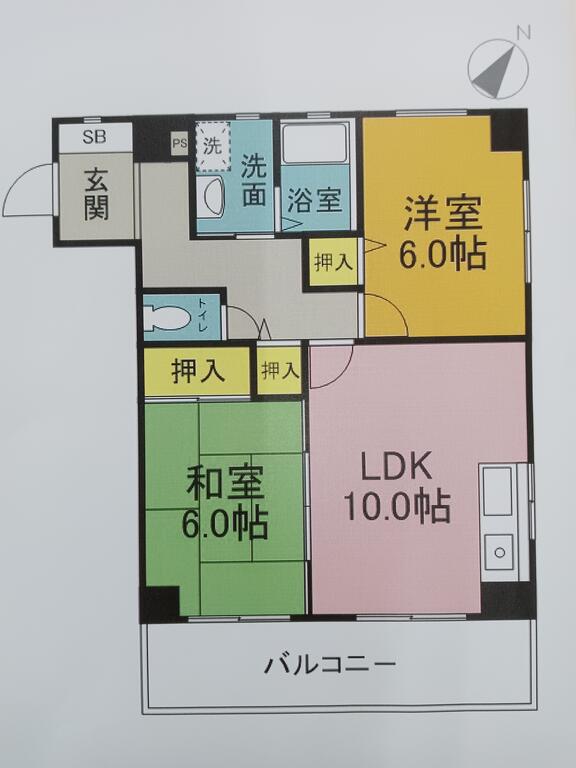 KSMビル(2LDK/4階)の間取り写真