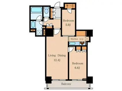パ-クタワー芝浦ベィワード・アーバンウィング(2LDK/5階)の間取り写真