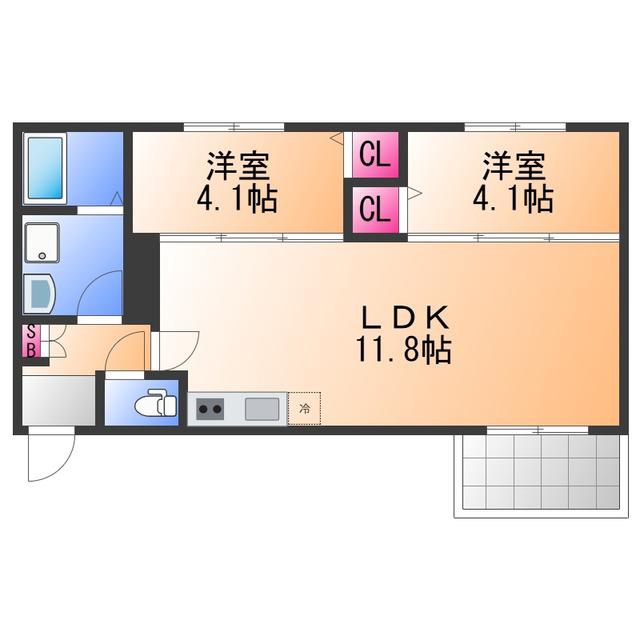 LECLERC IZUMISANOII(2LDK/2階)の間取り写真