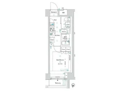 AXASレジデンス外苑(1K/2階)の間取り写真