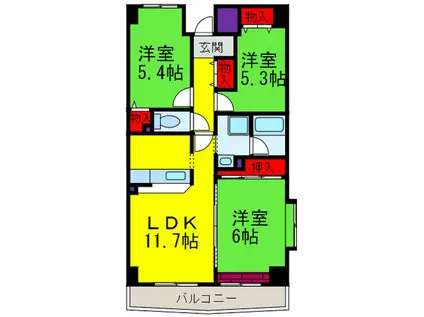 エル・ピノ岸和田(3LDK/5階)の間取り写真