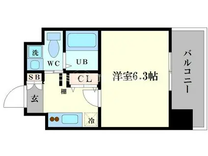 レジュールアッシュアーバンベイ(1K/2階)の間取り写真