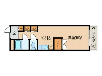 ハイツ西野(1K/2階)の間取り写真