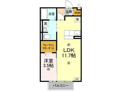 セジュール・タクボ(1LDK/1階)の間取り写真