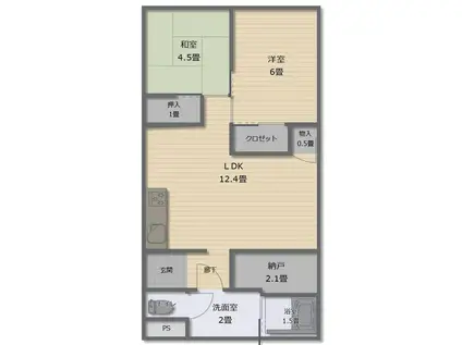 五色センタープラザ(2LDK/4階)の間取り写真