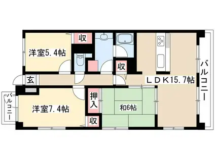 グランドール泉(3LDK/9階)の間取り写真
