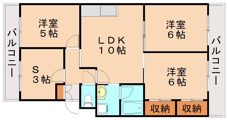 エメラルドタウン枝光E棟(3SLDK/3階)の間取り写真