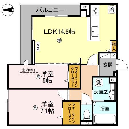 カサ・リチェル(2LDK/1階)の間取り写真
