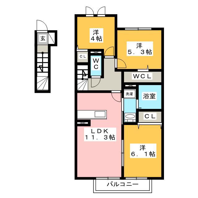 ヴィラ サンリット I(3LDK/2階)の間取り写真