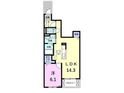 ブライト イースト(1LDK/1階)の間取り写真