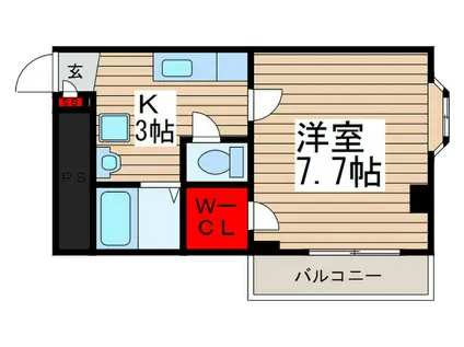 アルモ津田沼(1K/4階)の間取り写真