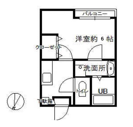 クレフラスト泉中央(1K/2階)の間取り写真