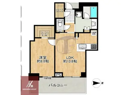 グランドメゾン新梅田タワー THE CLUB RESIDENCE(1LDK/7階)の間取り写真