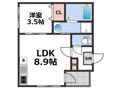 ハーモニーテラス杭全II(1LDK/1階)の間取り写真