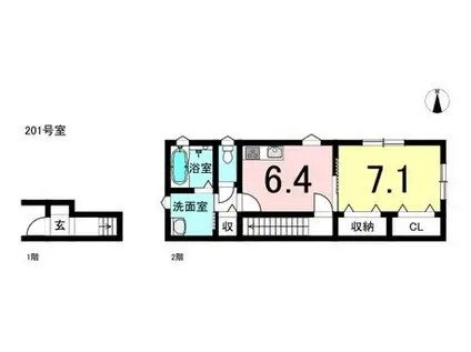OMビレッジ(1DK/2階)の間取り写真