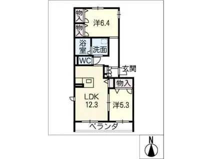 シャーメゾン二宮(2LDK/2階)の間取り写真