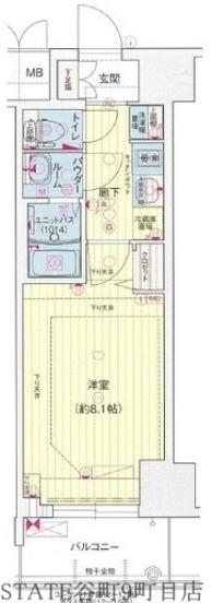 プレサンス谷町九丁目駅前(1K/5階)の間取り写真
