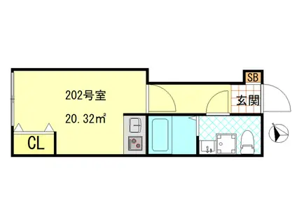 CFジオーレ小菅(1K/2階)の間取り写真