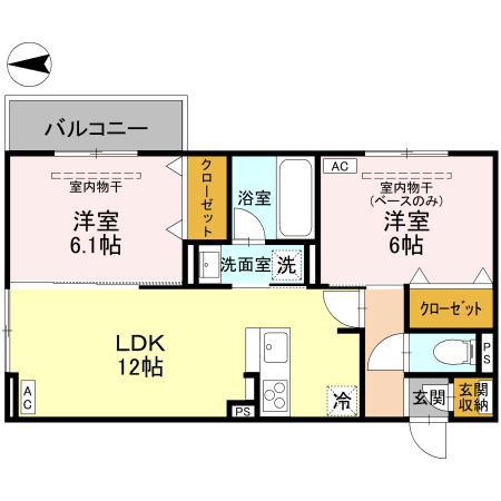 DR相木CORAZON(2LDK/3階)の間取り写真