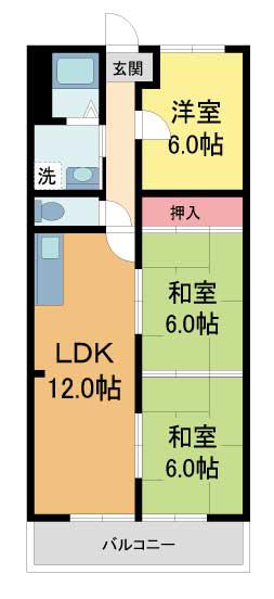 ドムール宝塚(3LDK/2階)の間取り写真