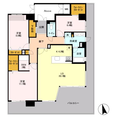 ロイヤルパークス若葉台(3LDK/14階)の間取り写真