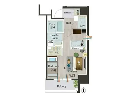 パートナーズ今池(1LDK/4階)の間取り写真