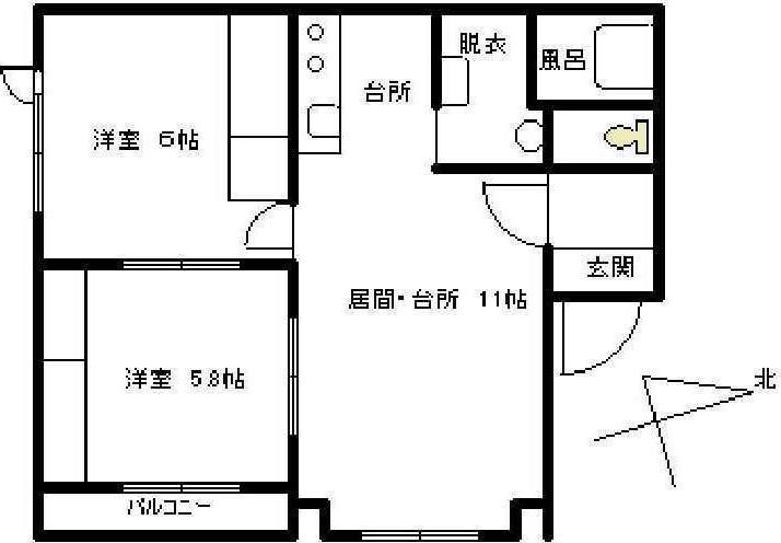 ドリームハウス(2LDK/2階)の間取り写真