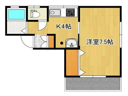 ハイツS&S(1K/2階)の間取り写真