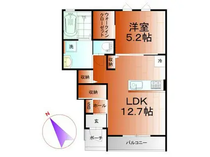 POLY-ANES(1LDK/1階)の間取り写真