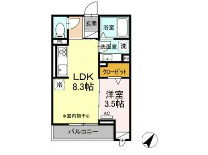 LANDSCAPE(1LDK/2階)の間取り写真