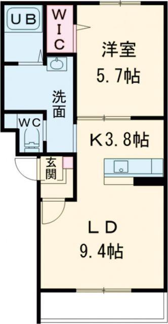 メルソン・リール ドゥ(1LDK/1階)の間取り写真