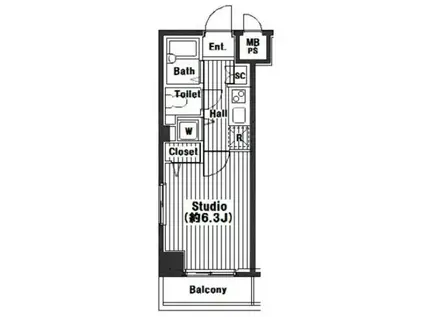 グランド・ガーラ芝公園(1K/4階)の間取り写真