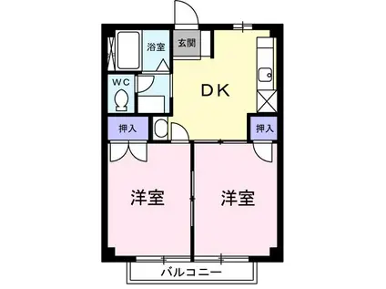 エイブルーI(2DK/2階)の間取り写真