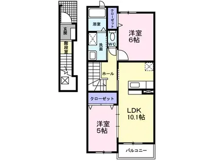 サザンクロス(2LDK/2階)の間取り写真