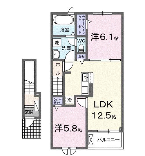 カフア テラス(2LDK/2階)の間取り写真