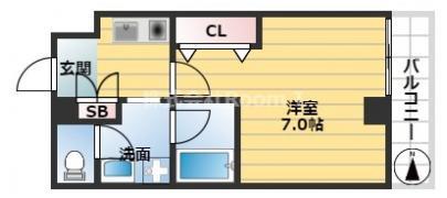 サンシャイン戸川(1K/8階)の間取り写真