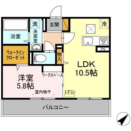 サニーリヴF(1LDK/1階)の間取り写真