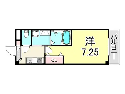 ジェンシア塚口(1K/3階)の間取り写真