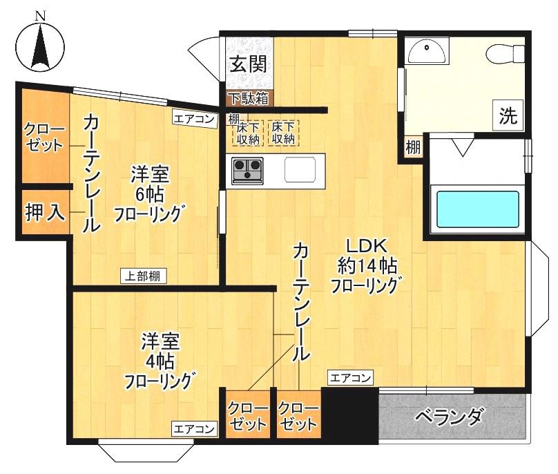 ファミール鈴木(2LDK/3階)の間取り写真