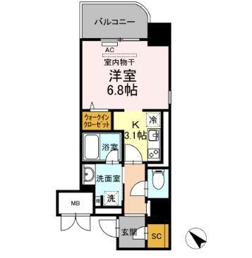 D FOREST 甲南(1K/3階)の間取り写真