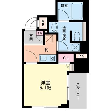 フォレステージュ北堀江(1K/9階)の間取り写真