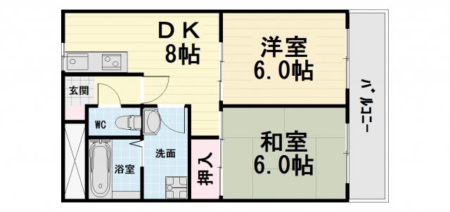 ラフォーレ諏訪森(2LDK/5階)の間取り写真