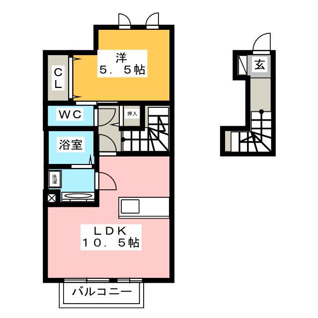 ドミール(1LDK/2階)の間取り写真