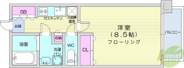 リビングステージ広瀬川(1K/1階)の間取り写真