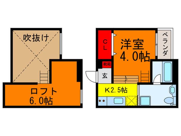 エルフラット(1K/2階)の間取り写真