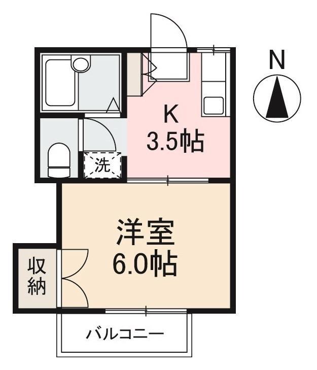 ガーデニアI(1K/1階)の間取り写真