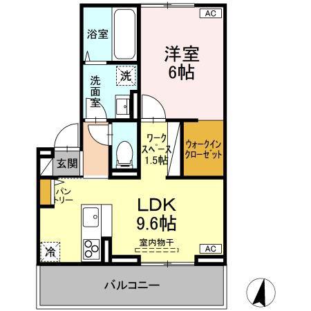 オーガスタ(1LDK/3階)の間取り写真
